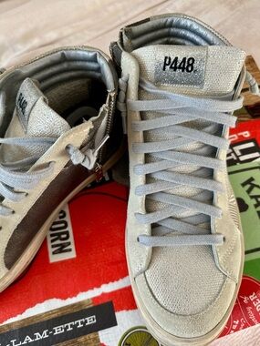 P448 Light Gray Suede High-Top Sneakers